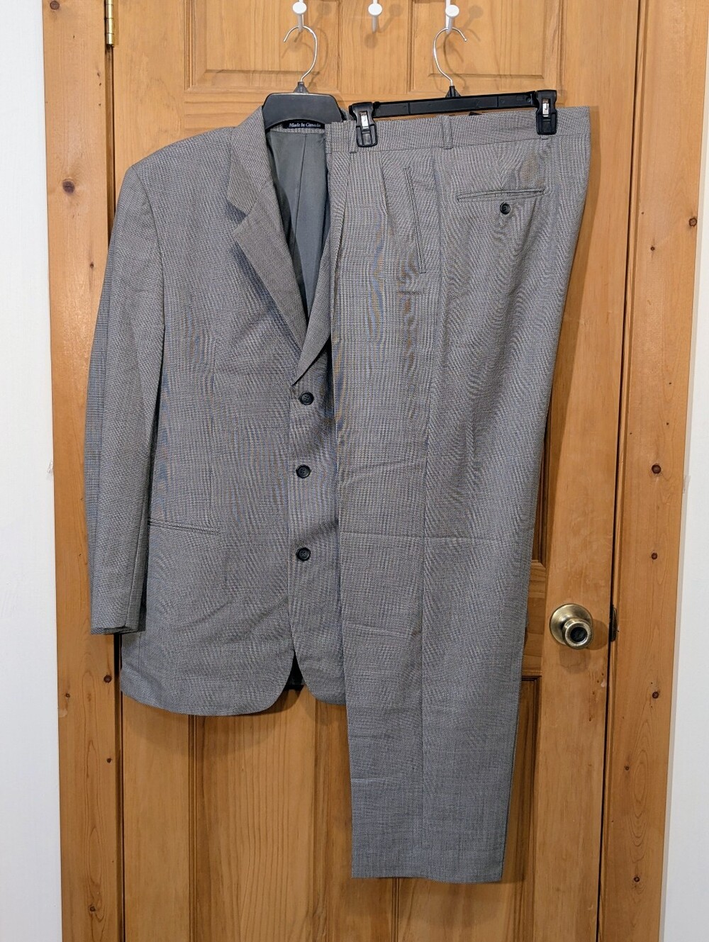 Daniel Hechter S&K 2pc Wool Suit Nailhead Gray Black 42L 35x32 Office Career